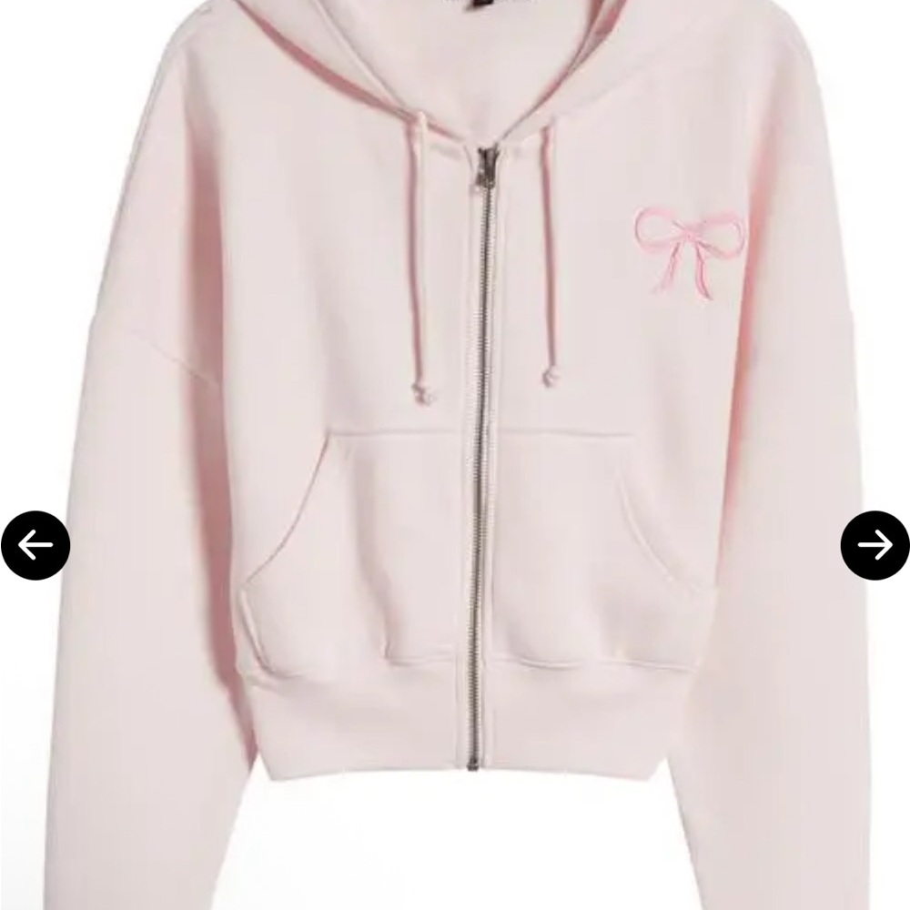 Vinyl Icons Embroidered Bow Zip Up Hoodie Medium